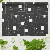 Retro zwart-wit geometrisch patroon theedoek (Gevouwen)