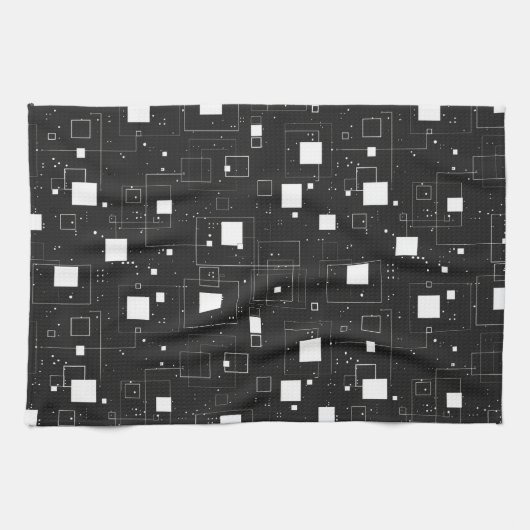 Retro zwart-wit geometrisch patroon theedoek (Horizontaal)