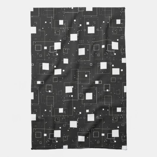 Retro zwart-wit geometrisch patroon theedoek (Verticaal)