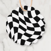 Retro zwart & wit geruit babyshower Dank u Bedankjes Labels (Achterkant)