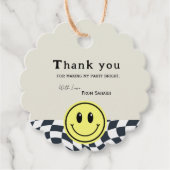 Retro zwart & wit geruit babyshower Dank u Bedankjes Labels (Voorkant)