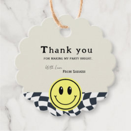 Retro zwart & wit geruit babyshower Dank u Bedankjes Labels