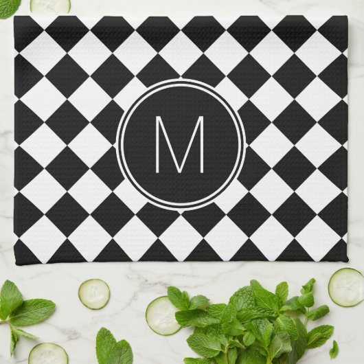 Retro zwart-wit geruit checkered theedoek (Gevouwen)