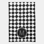 Retro zwart-wit geruit checkered theedoek (Verticaal)