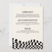 Retro zwart & wit geruit De details Huwelijk Kaart (Voorkant)