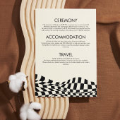 Retro zwart & wit geruit De details Huwelijk Kaart