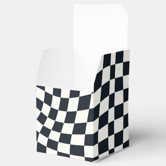 Retro zwart wit geruit geruit geruit bedankdoosjes (Geopend)