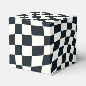 Retro zwart wit geruit geruit geruit bedankdoosjes (Achterkant)