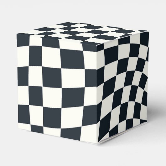 Retro zwart wit geruit geruit geruit bedankdoosjes (Achterkant)