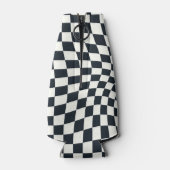 Retro zwart wit geruit geruit geruit flesjeskoeler (Achterkant)