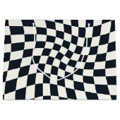 Retro zwart wit geruit geruit geruit groot cadeauzakje (Voorkant)
