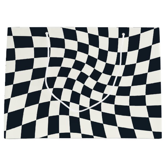 Retro zwart wit geruit geruit geruit groot cadeauzakje (Voorkant)