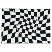 Retro zwart wit geruit geruit geruit groot cadeauzakje (Achterkant)