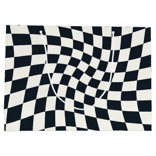 Retro zwart wit geruit geruit geruit groot cadeauzakje (Achterkant)