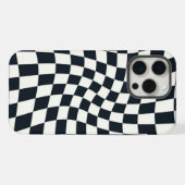 Retro zwart wit geruit geruit geruit iPhone hoesje (Achterkant horizontaal)