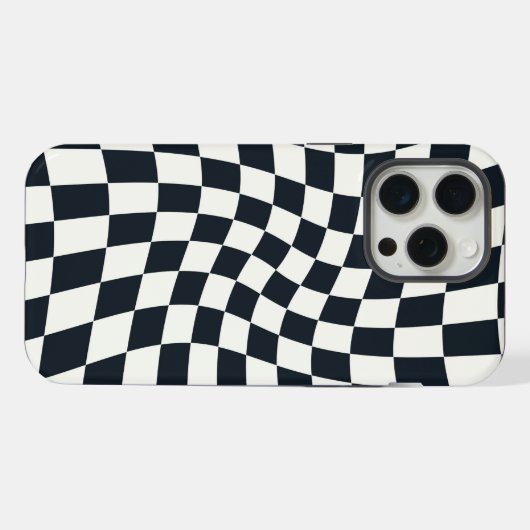 Retro zwart wit geruit geruit geruit iPhone hoesje (Achterkant horizontaal)