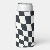 Retro zwart wit geruit geruit geruit seltzer blikjeskoeler (Seltzer Achterkant)