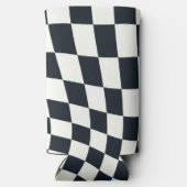 Retro zwart wit geruit geruit geruit seltzer blikjeskoeler (Achterkant)