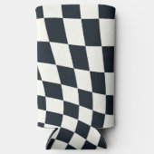 Retro zwart wit geruit geruit geruit seltzer blikjeskoeler (Voorkant)