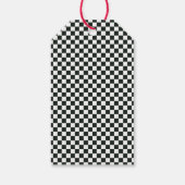 Retro Zwart Wit Geruit Kerstman Kerstmis  Cadeaulabel (Achterkant)