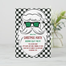 Retro zwart-wit geruit Kerstman Kerstmis 