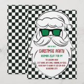 Retro zwart-wit geruit Kerstman Kerstmis Kaart (Voorkant / Achterkant)