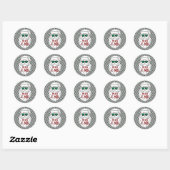 Retro zwart-wit geruit Kerstman kerstmis Ronde Sticker (Vel)