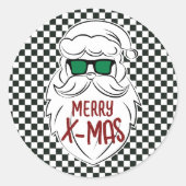 Retro zwart-wit geruit Kerstman kerstmis Ronde Sticker (Voorkant)