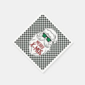Retro zwart-wit geruit Kerstman Kerstmis Servet (Hoek)