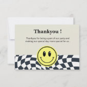 Retro zwart-wit geruit patroon bedankkaart (Voorkant)