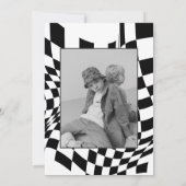 Retro zwart-wit geruit patroon verjaardag kaart (Achterkant)