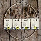 Retro zwart-wit geruit tafelnummer bordje