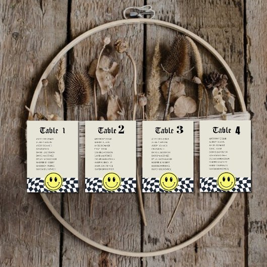 Retro zwart-wit geruit tafelnummer bordje