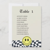 Retro zwart-wit geruit tafelnummeroverzicht kaart (Voorkant)