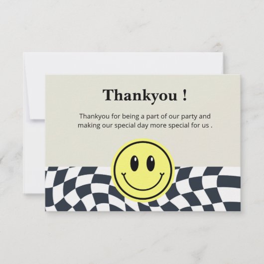 Retro Zwart-wit Geruite patroon Bedankkaart (Voorkant)