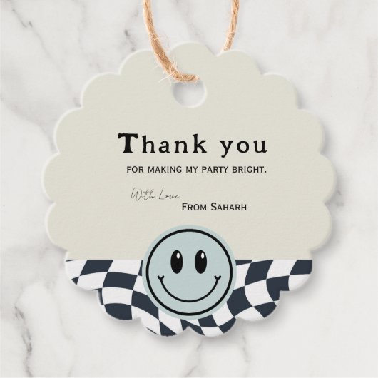 Retro zwart-wit geruite verjaardag Bedankt Bedankjes Labels (Voorkant)