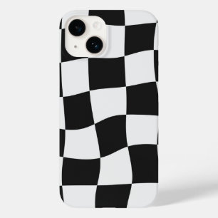 Retro Zwart & Wit Geruite Vervormde Schaakbord Case-Mate iPhone 14 Hoesje