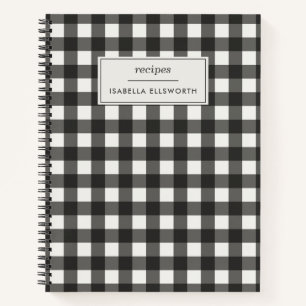 Retro Zwart Wit Gingham Schotland Geruite Aangepas Notitieboek