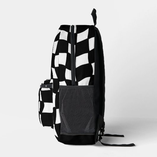 Retro zwart-wit golvende controle bedrukte rugzak (Rechts)