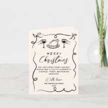 Retro Zwart & Wit Hand getekend Vrolijk Kerstfeest