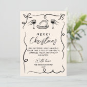 Retro Zwart & Wit Hand getekend Vrolijk Kerstfeest Feestdagenkaart (Staand voorkant)
