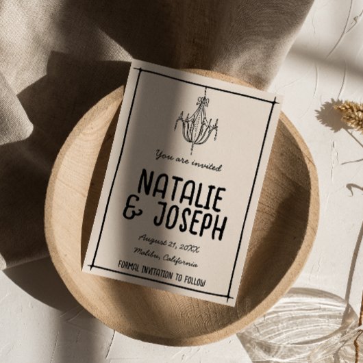 Retro Zwart Wit Hand Getrokken Eigenzinnige Unieke Save The Date