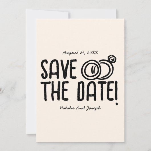 Retro Zwart Wit Hand Getrokken Eigenzinnige Unieke Save The Date (Voorkant)