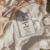 Retro zwart-wit handgetekende excentrieke bruiloft kaart