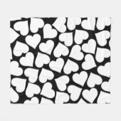 Retro zwart-wit hartpatroon fleece deken (Voorkant (Horizontaal))