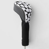 Retro zwart-wit hartpatroon golfheadcover (Schuin)