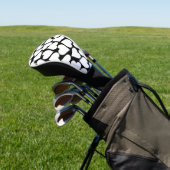 Retro zwart-wit hartpatroon golfheadcover (Insitu)