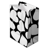 Retro zwart-wit hartpatroon medium cadeauzakje (Voorkant Gekanteld)