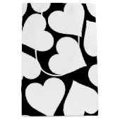 Retro zwart-wit hartpatroon medium cadeauzakje (Voorkant)