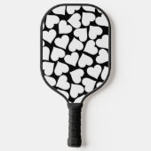 Retro zwart-wit hartpatroon pickleball paddle (Achterkant)
